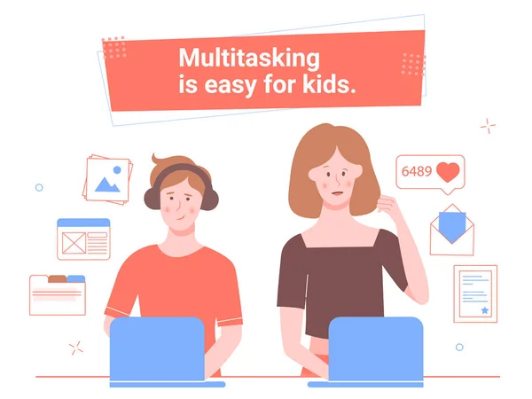 Multitarea es fácil para los niños . — Archivo Imágenes Vectoriales