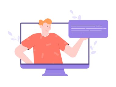 Erkek karakter ekrandan eğilir..