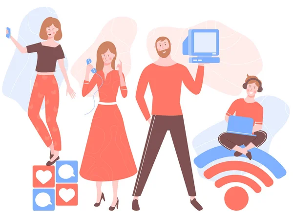 Famille et gadgets . — Image vectorielle