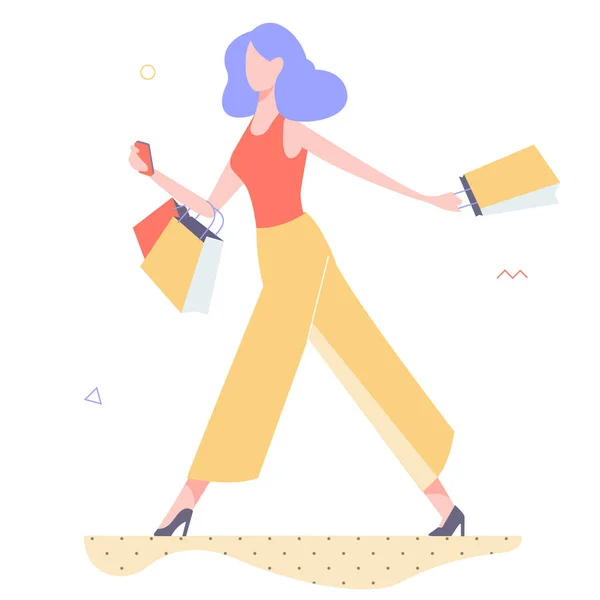 La fille fait du shopping . — Image vectorielle