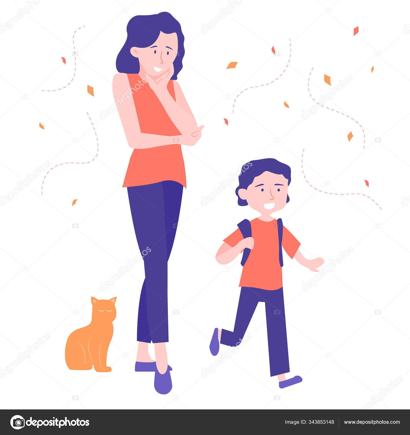 Image vectorielle Maman emmène son fils à l'école . par ©fedrunovan -  343853148, image size:1600x1700