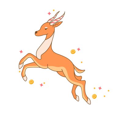 Antelope runs and gold coins fly 