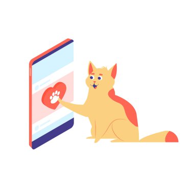The cat with phone likes in social network.