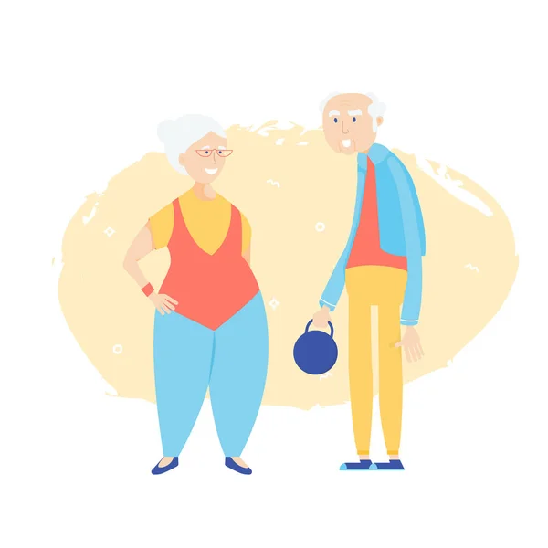 Sport vecchia signora e vecchio signore — Vettoriale Stock