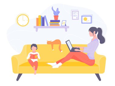 Mom and son in the living room