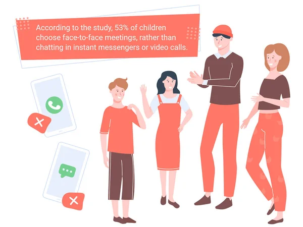 Les adolescents modernes choisissent la communication personnelle — Image vectorielle