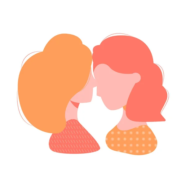 Silhouette colorata di una coppia amorevole di ragazze . — Vettoriale Stock