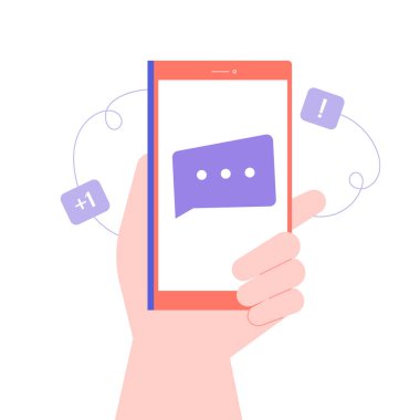Akıllı telefonu tutan el. Yeni ileti