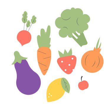 Basit sebze ve meyve seti.