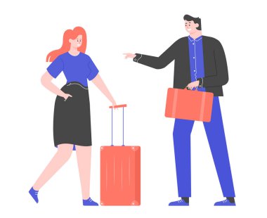 Bavulları ve çantaları olan birkaç iş arkadaşı..