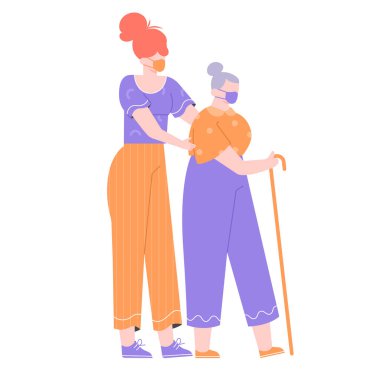 Kız büyükannesiyle yürüyor..