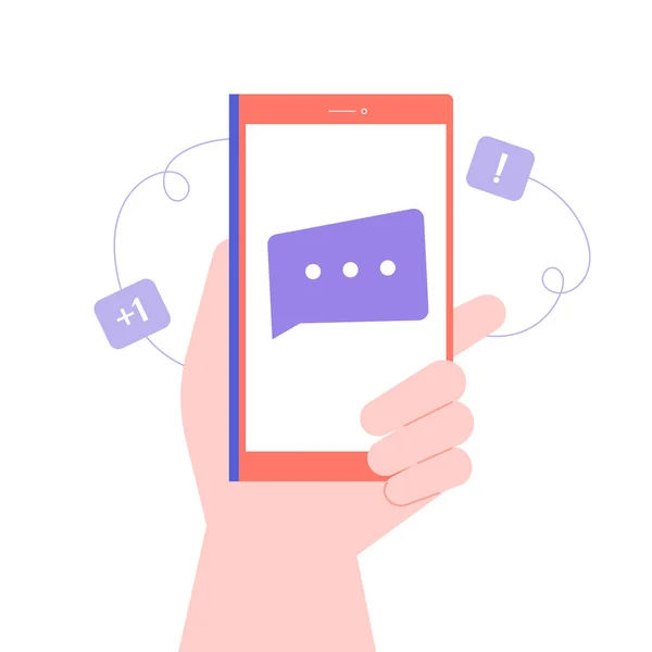 Akıllı telefonu tutan el. Yeni ileti