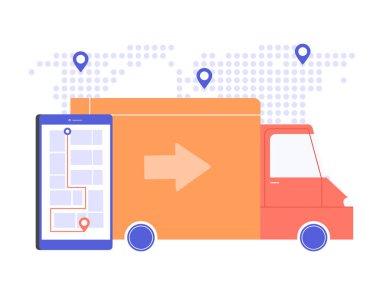 Kamyon ve akıllı telefon ile navigatör.