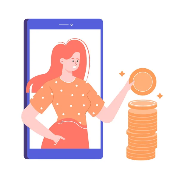 Girl on a smartphone screen — Stock Vector