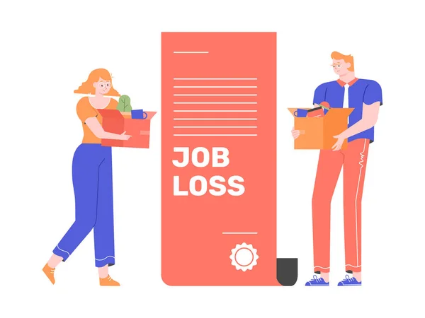 Homem e mulher tristes perderam seus empregos . —  Vetores de Stock