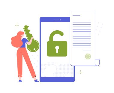 İnternetteki mobil siber güvenlik. 