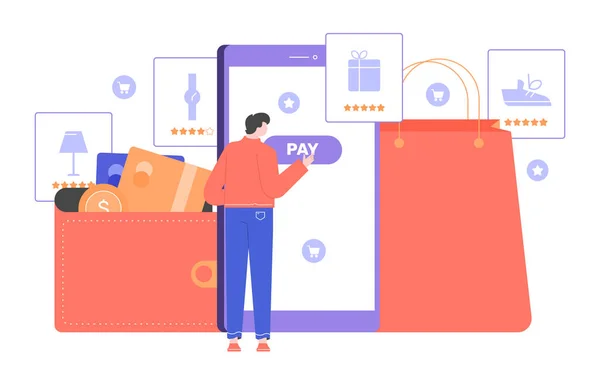 Betalning online från en smartphone. — Stock vektor