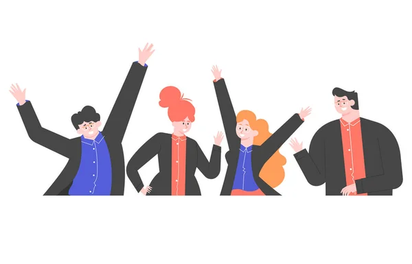 Group of happy business people in business suits. — Stock Vector