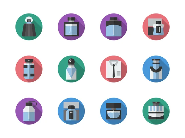 Fragrances round color vector icons set — Stock Vector