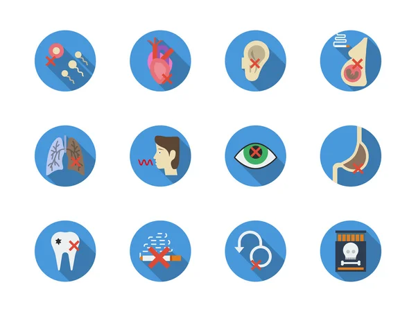 Tabaksverslaving ronde kleur vector icons set — Stockvector