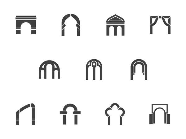 Elemento de arquitectura negro iconos vectoriales monocromáticos — Vector de stock
