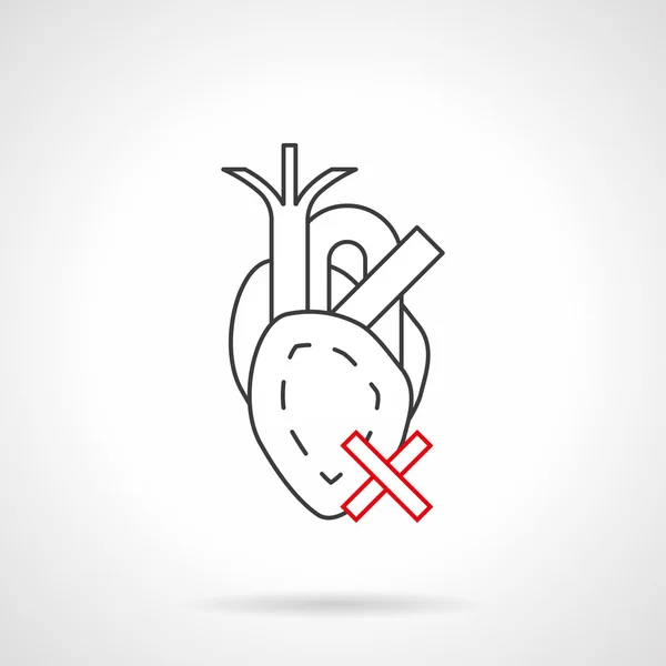 Daño al corazón línea plana vector icono — Vector de stock
