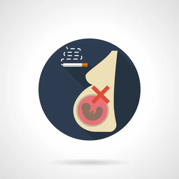 Fumar para el embarazo redondo icono vector de color plano — Vector de stock