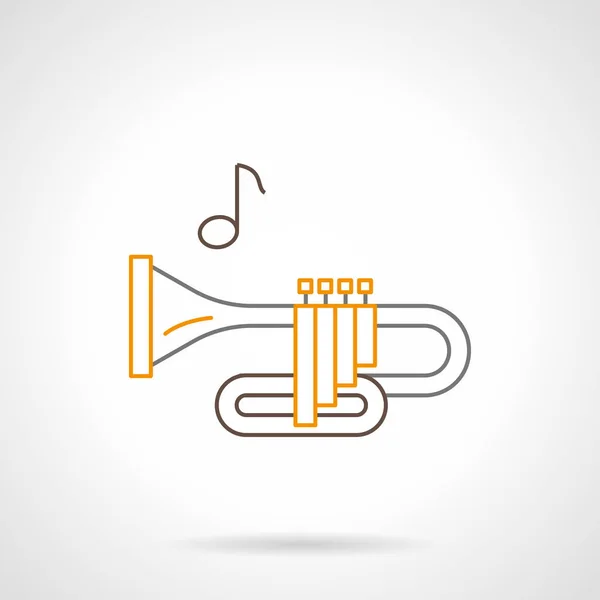 真鍮管楽器フラット線ベクトル アイコン — ストックベクタ