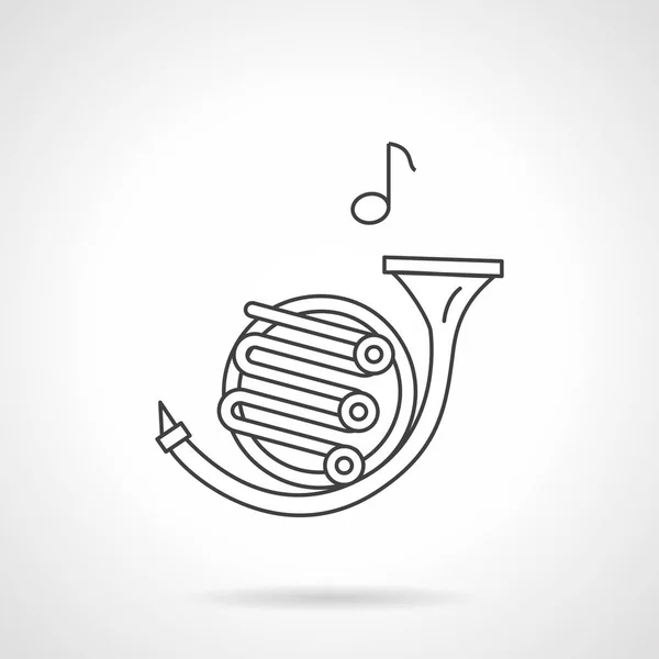 French horn flat line vector icon — Stock Vector