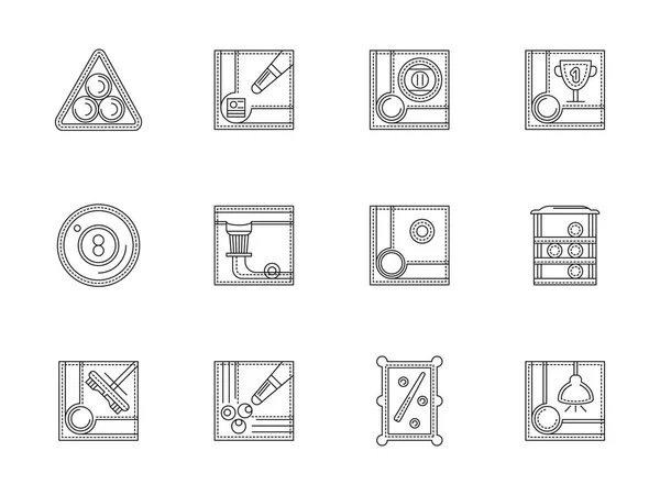 당구 플랫 라인 벡터 아이콘 세트 — 스톡 벡터