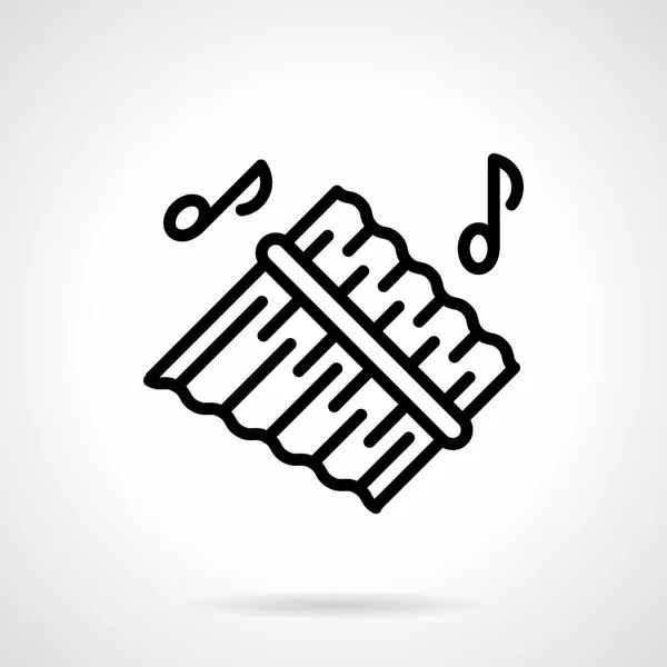 Pan flute simple black line vector icon — Stock Vector