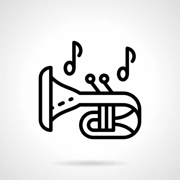Trumpet with notes simple line vector icon — Stock Vector
