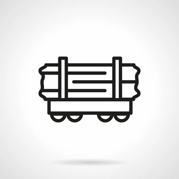 Icône vectorielle de ligne simple wagon-rail en bois — Image vectorielle
