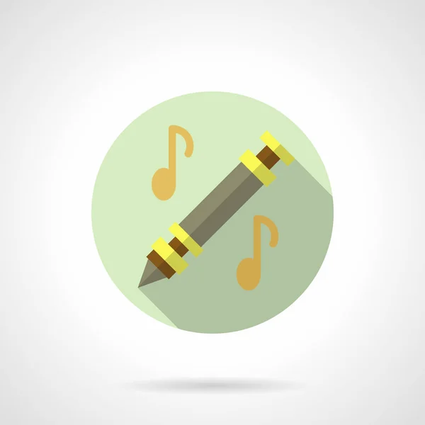 Music lessons. Flute flat round vector icon — Stock Vector