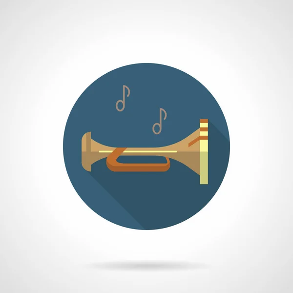 Brass wind instruments. Bugle round vector icon — Stock Vector