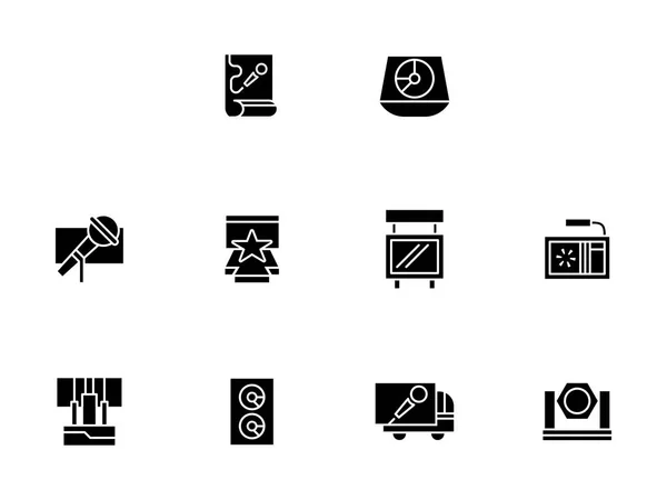 Equipo para mostrar iconos vectoriales de estilo glifo negro — Vector de stock