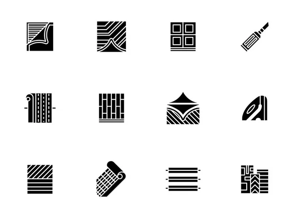Linoleum som täcker svart glyph stil vektor ikoner — Stock vektor