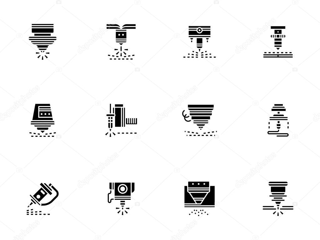 Laser technology black glyph style vector icons