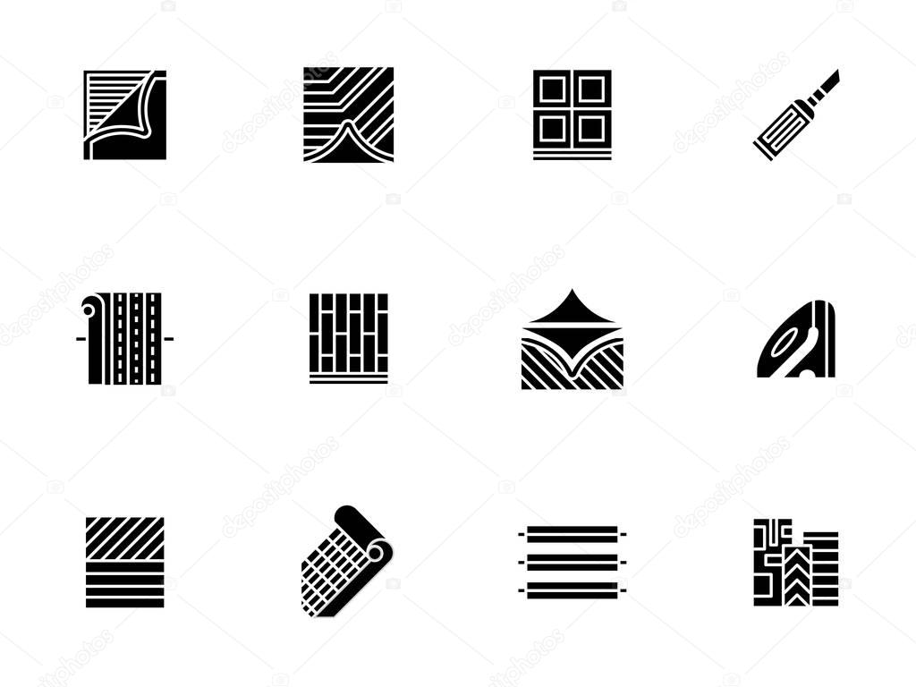 Linoleum covering black glyph style vector icons