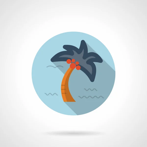 Tropical palm flat blue round vector icon — Stock Vector
