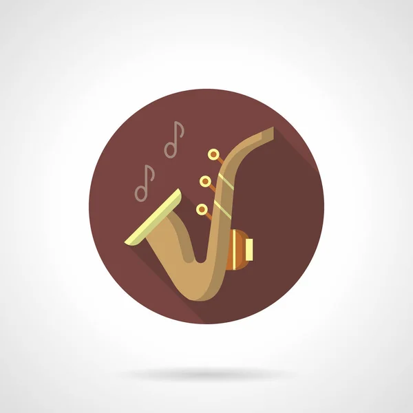 Saxofon hudba ploché hnědé kulaté vektorové ikony — Stockový vektor