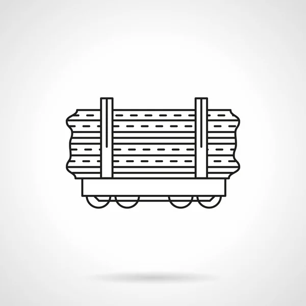 Cargas ferroviarias de madera línea plana vector icono — Vector de stock