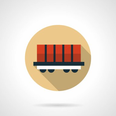 Demiryolu yük vagonu bej yuvarlak vektör simgesi
