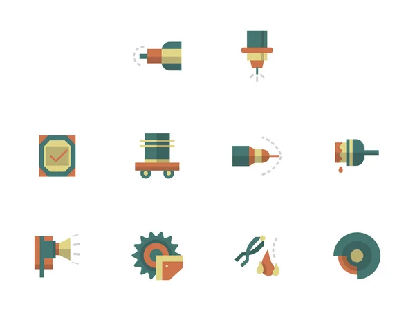 Atelier de traitement des métaux couleurs plates icônes vectorielles — Image vectorielle