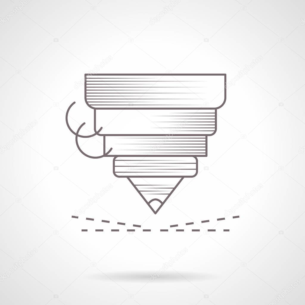 Abstract symbol of laser cutting technology. Industrial machines and modern manufacturing. Vintage design vector icon.