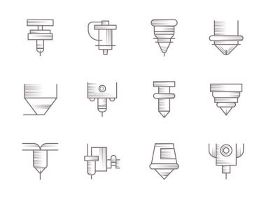 CNC Lazer vintage vector Icons set
