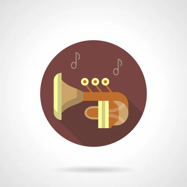 Tuba à vent en laiton musique plat rond icône vectorielle — Image vectorielle