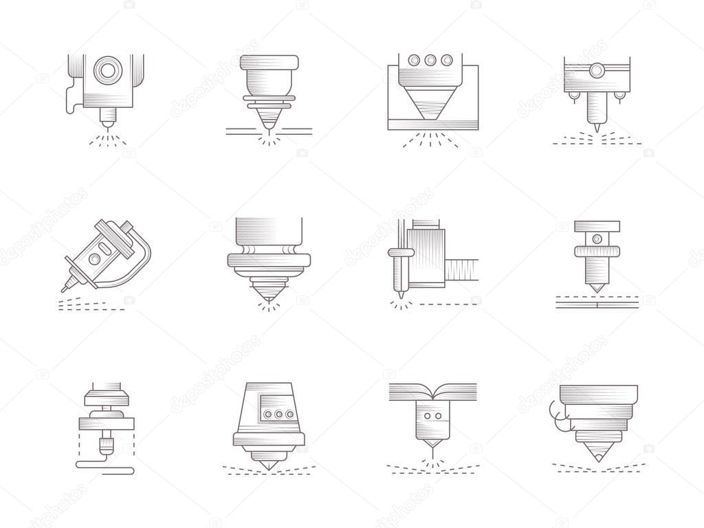 Lasers vintage vector icons set
