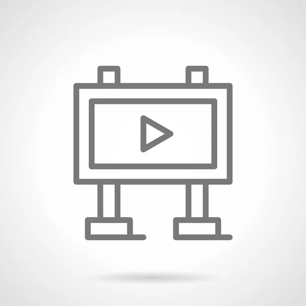 Tablero de publicidad de vídeo línea simple vector icono — Archivo Imágenes Vectoriales