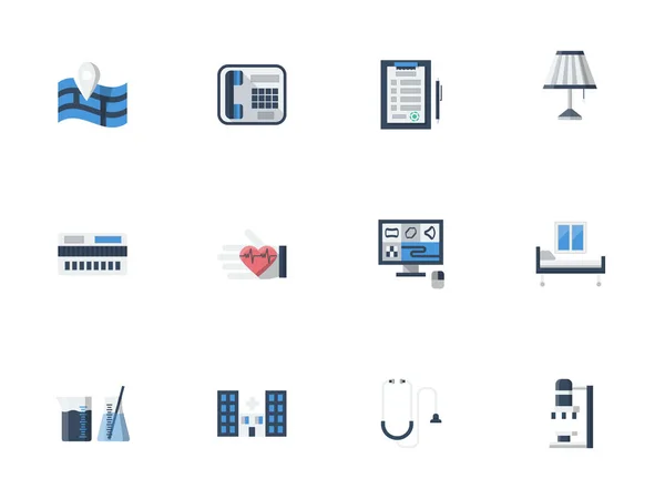 Medical services flat color vector icons set — Stock Vector